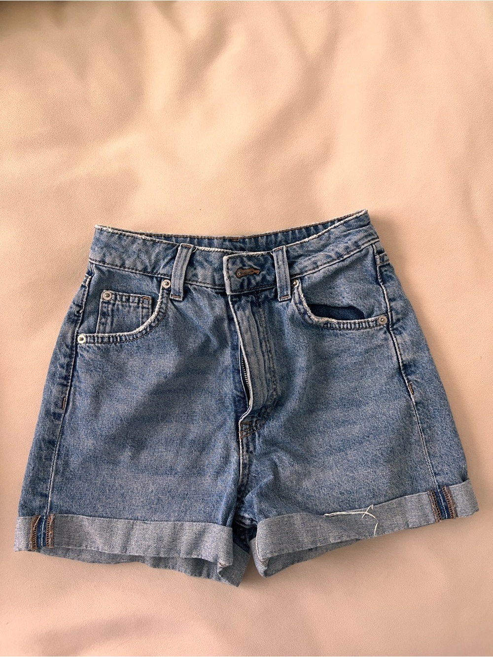 H&M Light Blue Rolled Hem Denim Shorts